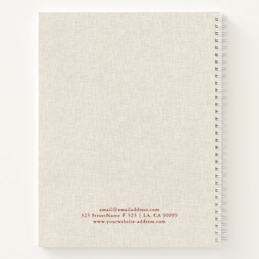 Light cream linen texture brown typography notizblock (Rückseite)