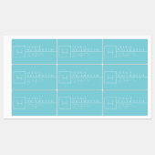 Light Cyan Blue & White Mit Monogramm wasserdicht Etiketten (Blatt)