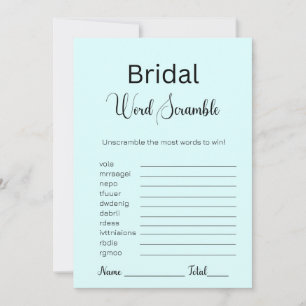 Light Cyan Bridal Word Scramble Game Einladung