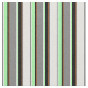 Light Cyan, Grau, Brown, Black & Green Pattern Stoff