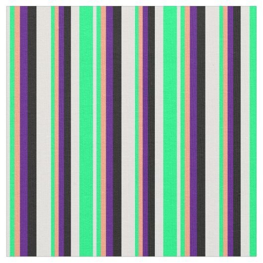 Light Cyan, Green, Light Lachs, Indigo & Black Stoff (Nahaufnahme)