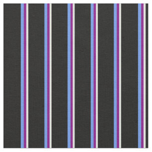 Light Cyan, Lila, Cornflower Blue & Black Lines Stoff