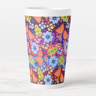 Light Dark Blue White Green Floral Art Weihnachten Milchtasse