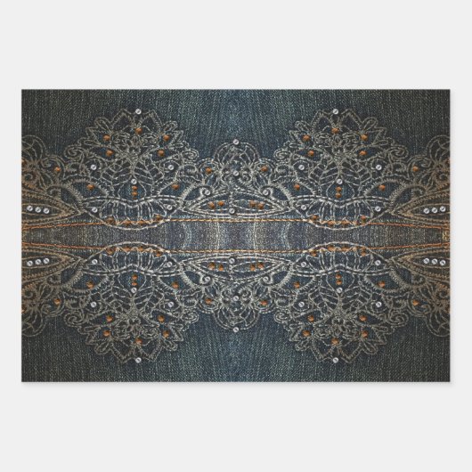 Light Dark Denim Gems Geschenkpapier Set (Vorderseite 2)