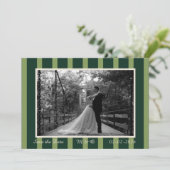 Light & Dark Green Thin Stripe Invitation Einladung (Stehend Vorderseite)