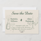Light & Dark Green Thin Stripe Invitation Einladung (Rückseite)