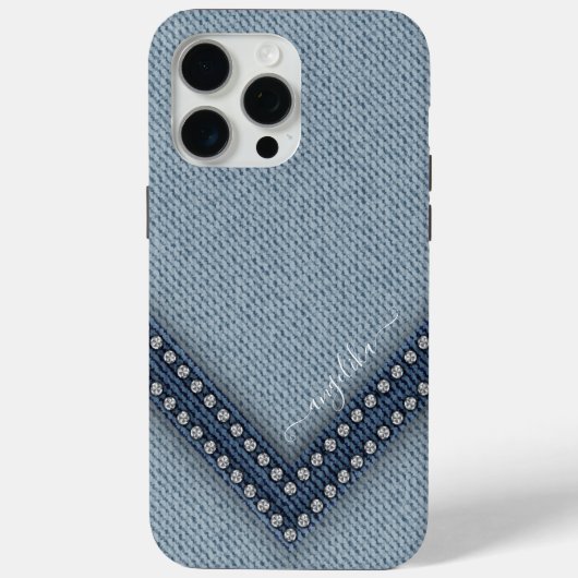 Light Denim mit Rhinestones Case-Mate iPhone Hülle (Rückseite)