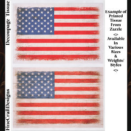 Light Distressed American Flag Pair EX1 Decoupage Seidenpapier
