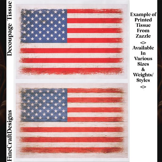 Light Distressed American Flag Pair EX1 Decoupage Seidenpapier