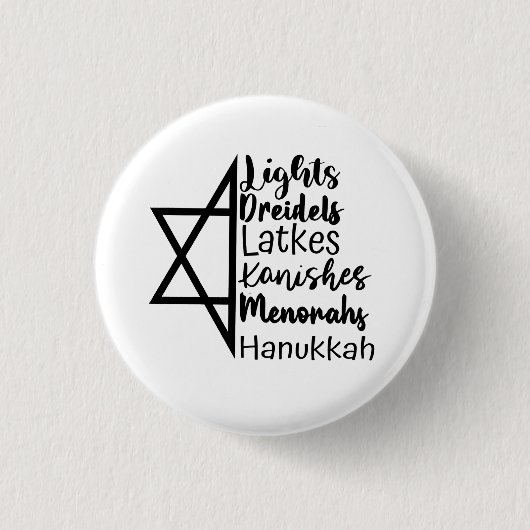 Light Dreidel Latke Kanish Menorah Hanukkah Button (Vorderseite)