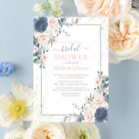 Light Dusty Blue Blush Pink Gold Floral Dusche