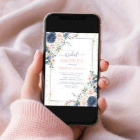 Light Dusty Blue Blush Pink Gold Floral Dusche