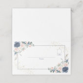Light Dusty Blue Blush Pink Gold Floral Platzkarte (Außenseite Aufgefaltet)