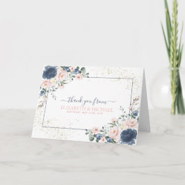 Light Dusty Blue Blush Pink Gold Floral Vielen Dan Karte