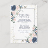 Light Dusty Blue Blush Pink Gold Floral Wedding Begleitkarte (Vorderseite)