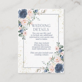 Light Dusty Blue Blush Pink Gold Floral Wedding Begleitkarte