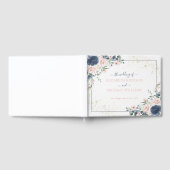 Light Dusty Blue Blush Pink Gold Floral Wedding Gästebuch (Voll)