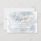 Light Dusty Blue BOHO Floral Reply RSVP Karte (Vorderseite)