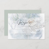 Light Dusty Blue BOHO Floral Reply RSVP Karte (Vorne/Hinten)
