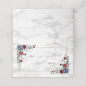 Light Dusty Blue Burgundy Floral Platzkarte (Außenseite Aufgefaltet)