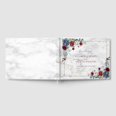 Light Dusty Blue Burgundy Floral Postcard Wedding Gästebuch (Voll)