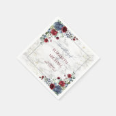 Light Dusty Blue Burgundy Floral Wedding Serviette (Ecke)