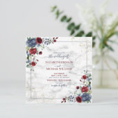 Light Dusty Blue Burgundy Foto Square Einladung (Stehend Vorderseite)