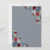 Light Dusty Blue Burgundy Gold Floral Wedding Einladung (Rückseite)