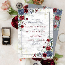 Light Dusty Blue Burgundy Gold Floral Wedding