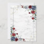 Light Dusty Blue Burgundy Gold Floral Wedding Einladung (Rückseite)