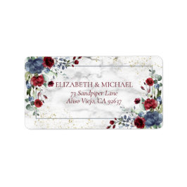 Light Dusty Blue Burgundy Gold Wedding Address Adressaufkleber