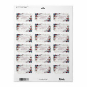 Light Dusty Blue Burgundy Gold Wedding Address Adressaufkleber (Vorne)