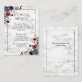 Light Dusty Blue Burgundy Gold Wedding Details Begleitkarte (Vorne/Hinten)