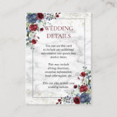 Light Dusty Blue Burgundy Gold Wedding Details Begleitkarte (Vorderseite)