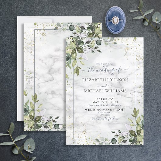 Light Dusty Blue Eucalyptus Greenery Succulent Einladung