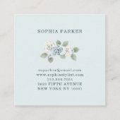 Light Dusty Blue Floral and Eukalyptus Quadratische Visitenkarte (Rückseite)