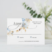 Light Dusty Blue Floral Calligraphy Watercolor RSVP Karte (Stehend Vorderseite)