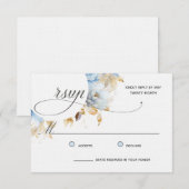 Light Dusty Blue Floral Calligraphy Watercolor RSVP Karte (Vorne/Hinten)