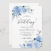 Light Dusty Blue Flowers Blumenblume Botanische Ho Einladung (Vorne/Hinten)