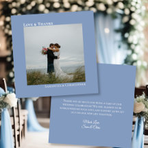 Light Dusty Blue Liebe Dank Foto & Note Wedding