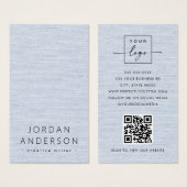 Light dusty blue linen print logo QR business card (Vorne & Hinten)