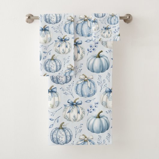 Light Dusty Blue Pumpkin Pattern - Badetuch Set (Insitu)