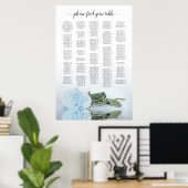 Light Dusty Blue Rose Alphabetic Seekarte Poster (Heimbüro)