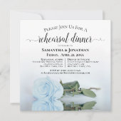 Light Dusty Blue Rose Hochzeit Probe & Abendessen Einladung (Vorderseite)