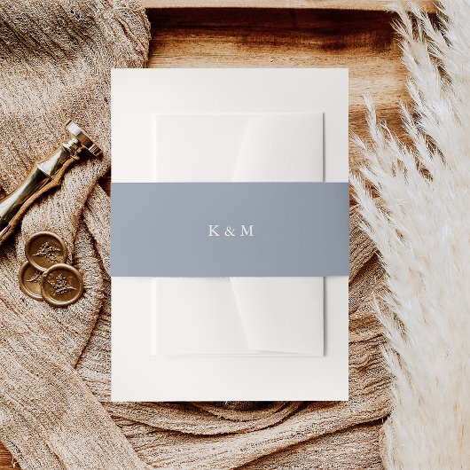 Light Dusty Blue Wedding Monogram Einladungsbanderole