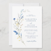 Light Dusty Blue Wildblume Rustic Boho Wedding Einladung (Vorderseite)