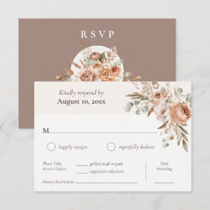 Light Earth Tone Floral Boho Abendessen Wahl Hochz RSVP Karte