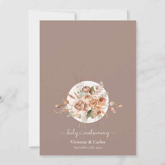 Light Earth Tone Floral Rustic Boho Wedding Einladung (Rückseite)