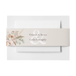 Light Earth Tone Floral Rustic Boho Wedding Einladungsbanderole