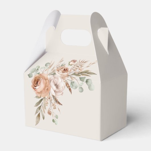 Light Earth Tone Floral Rustic Boho Wedding Geschenkschachtel (Rückseite)
